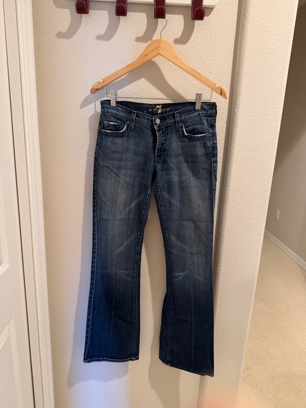 7 For All Mankind Dark Blue Wide Leg Jeans